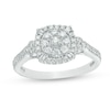 Thumbnail Image 1 of Previously Owned - 1/2 CT. T.W. Composite Diamond Cushion Frame Vintage-Style Tri-Sides Ring in 10K White Gold