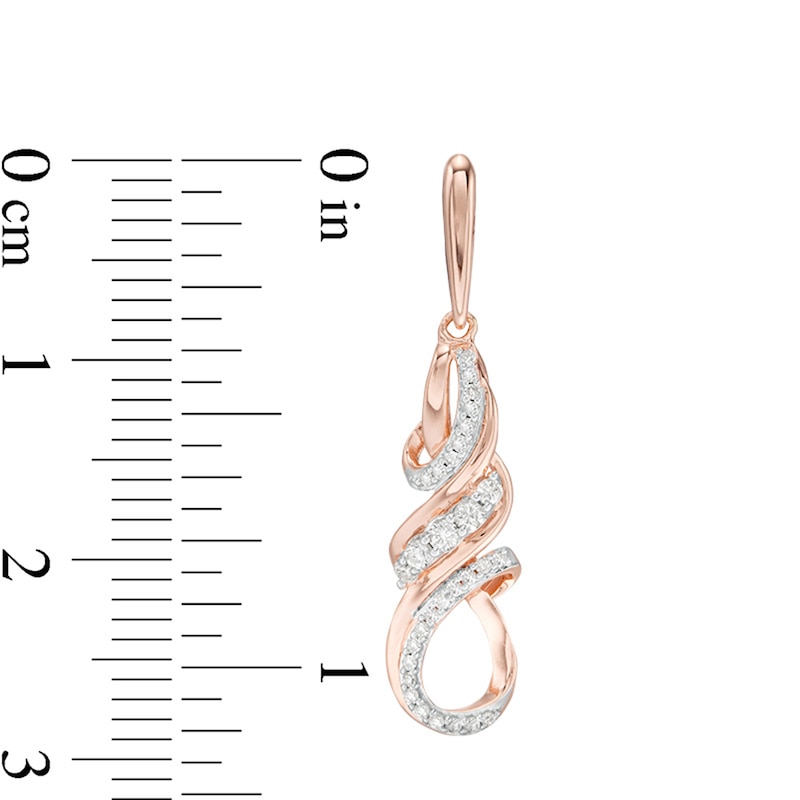 Main Image 2 of Previously Owned - 1/4 CT. T.W. Diamond Twist Flame Drop Earrings in 10K Rose Gold