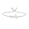 Thumbnail Image 1 of Previously Owned - Diamond Accent "MOM" Heartbeat Bolo Bracelet in Sterling Silver - 9.5"