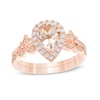 Thumbnail Image 1 of Previously Owned - Pear-Shaped Morganite and 1/5 CT. T.W. Diamond Frame Fleur-de-Lis Bridal Set in 10K Rose Gold