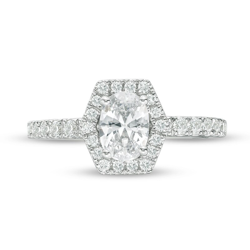 Main Image 4 of Previously Owned - Vera Wang Love Collection 1-1/4 CT. T.W. Oval Diamond Engagement Ring in 14K White Gold