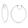 Thumbnail Image 1 of Previously Owned - 1/2 CT. T.W. Baguette and Round Diamond Alternating Hoop Earrings in 10K White Gold