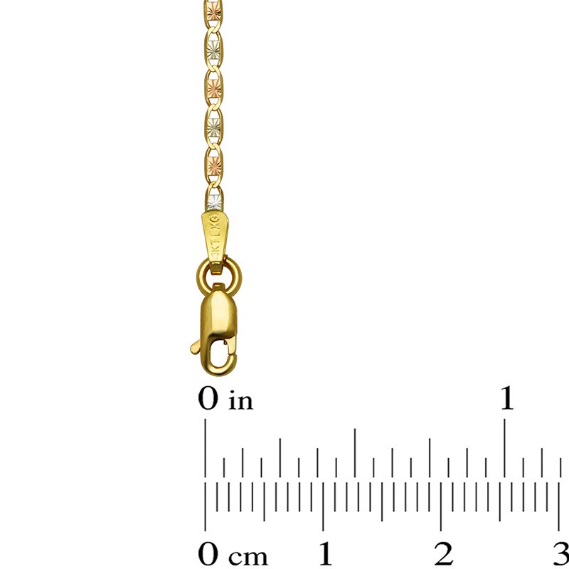 Main Image 2 of Previously Owned - Ladies' 030 Gauge Diamond-Cut Valentino Chain Necklace in 14K Tri-Tone Gold - 20"