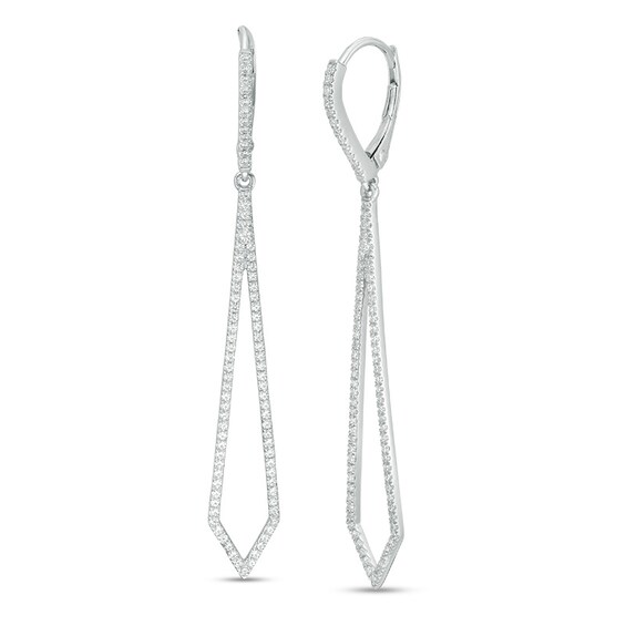 Previously Owned - 5/8 CT. T.w. Diamond Elongated Kite-Shaped Drop Earrings in Sterling Silver