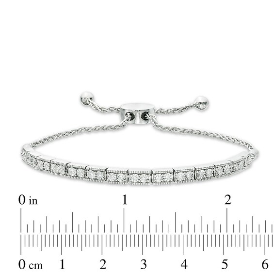Previously Owned - 1/10 CT. T.w. Diamond Bar Bolo Bracelet in Sterling Silver - 9.5"