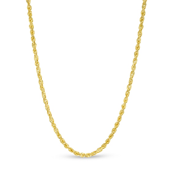 Previously Owned - Men's 2.4mm Diamond-Cut Glitter Rope Chain Necklace in 10K Gold - 22"