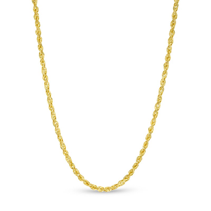 Main Image 1 of Previously Owned - Men's 2.4mm Diamond-Cut Glitter Rope Chain Necklace in 10K Gold - 22"