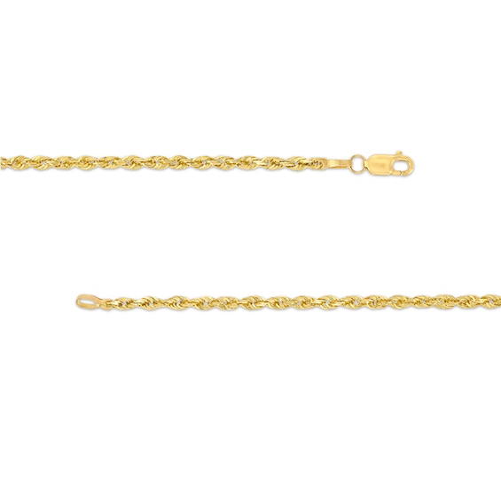Previously Owned - Men's 2.4mm Diamond-Cut Glitter Rope Chain Necklace in 10K Gold - 22"