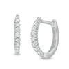 Thumbnail Image 1 of Previously Owned - 1/4 CT. T.W. Diamond Oval Hoop Earrings in 10K White Gold