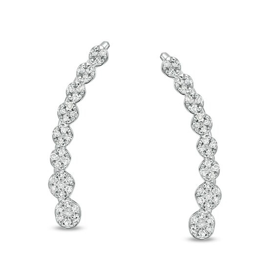 Previously Owned - 1/6 CT. T.w. Journey Composite Diamond Crawler Earrings in 10K White Gold