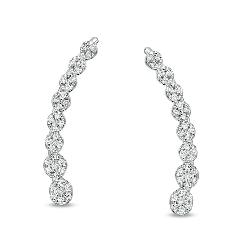 Main Image 1 of Previously Owned - 1/6 CT. T.W. Journey Composite Diamond Crawler Earrings in 10K White Gold