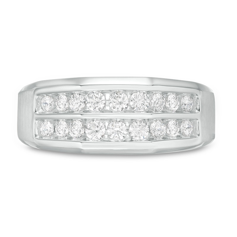 Main Image 4 of Previously Owned - 3/4 CT. T.W. Diamond Double Row Channel-Set Anniversary Band in 10K White Gold