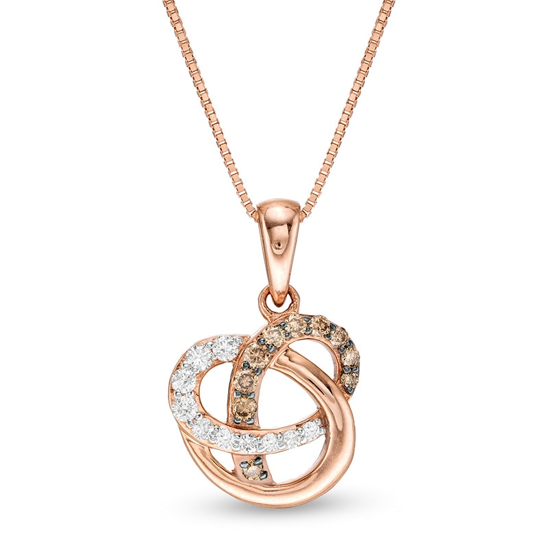 Main Image 1 of Previously Owned - 1/5 CT. T.W. Champagne and White Diamond Orbit Pendant in 10K Rose Gold