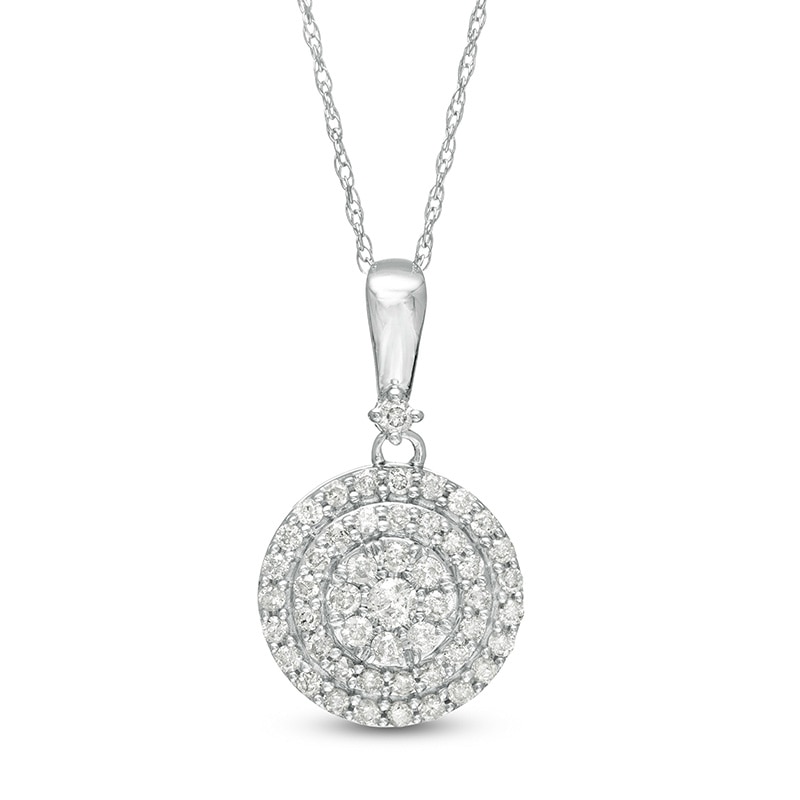 Main Image 1 of Previously Owned - 1/2 CT. T.W. Composite Diamond Double Frame Pendant in 10K White Gold