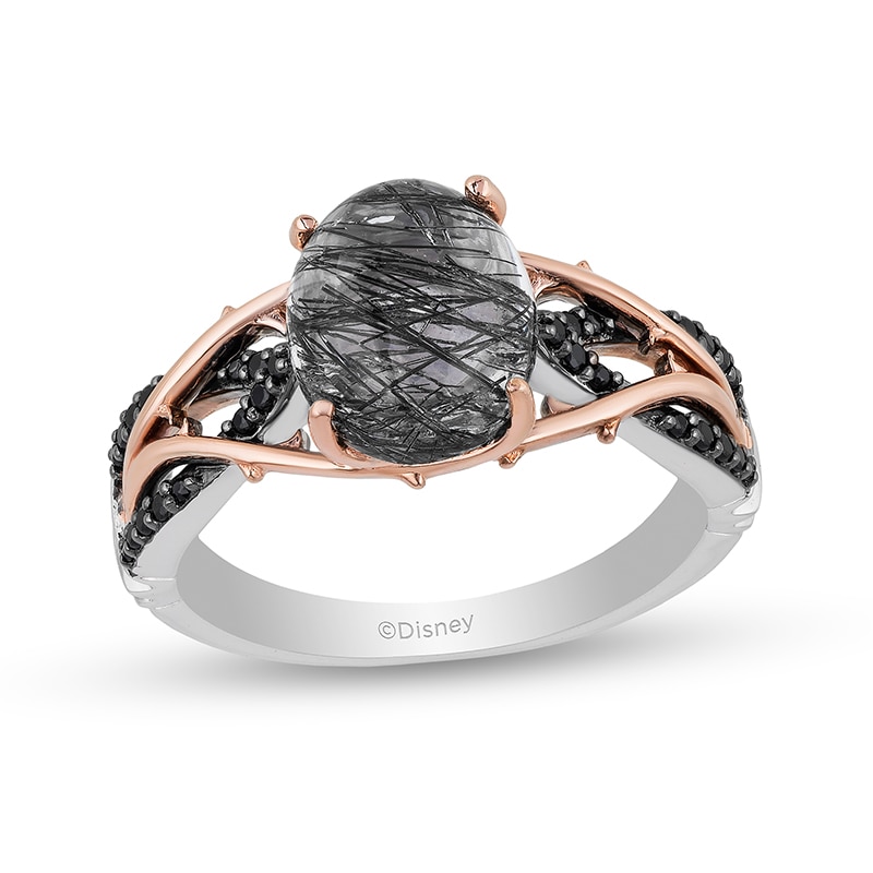 Main Image 1 of Previously Owned - Enchanted Disney Villains Maleficent Black Quartz and 1/6 CT. T.W. Diamond Ring