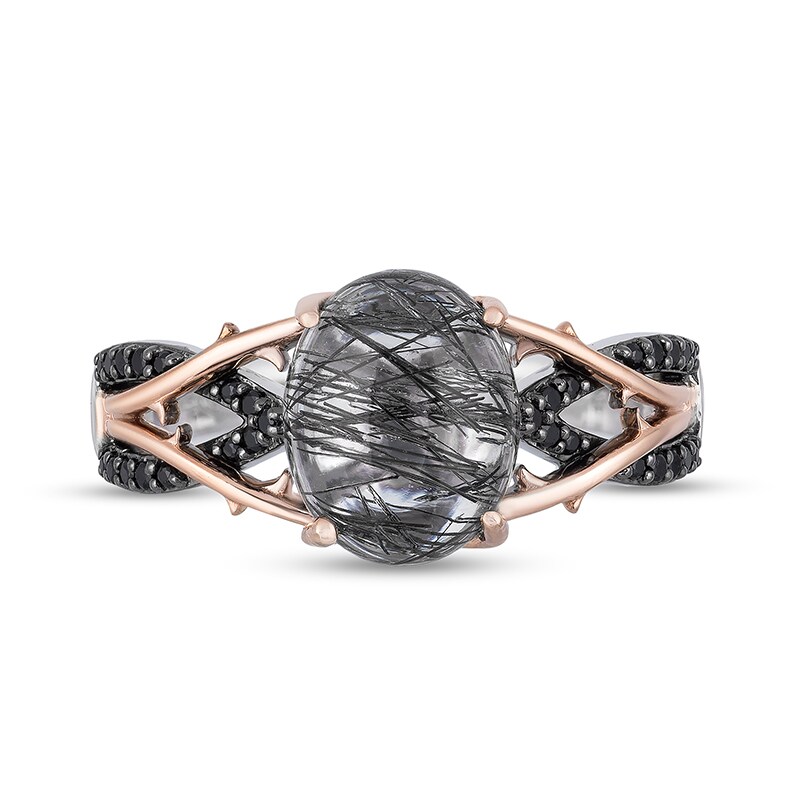 Main Image 3 of Previously Owned - Enchanted Disney Villains Maleficent Black Quartz and 1/6 CT. T.W. Diamond Ring