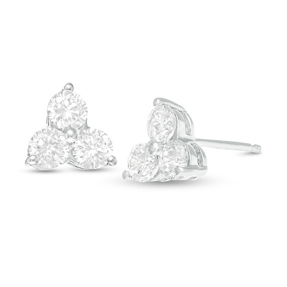 Previously Owned - 1/2 CT. T.w. Diamond Past Present FutureÂ® Stud Earrings in 10K White Gold