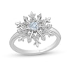 Thumbnail Image 1 of Previously Owned - Enchanted Disney Elsa Aquamarine and 1/8 CT. T.W. Diamond Snowflake Ring in Sterling Silver