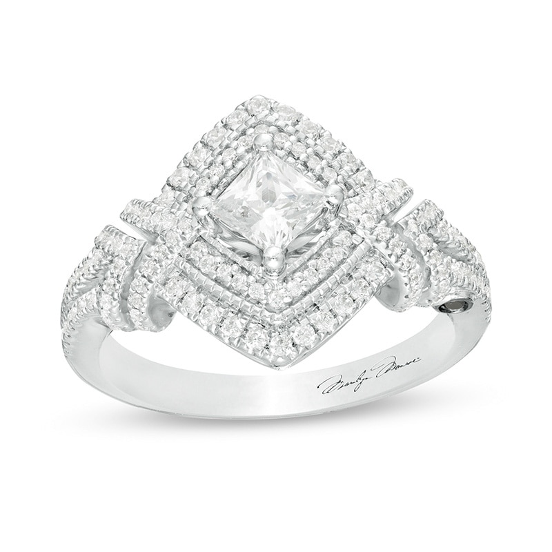 Main Image 1 of Previously Owned - Marilyn Monroe™ Collection 1 CT. T.W. Princess-Cut Diamond Engagement Ring in 14K White Gold