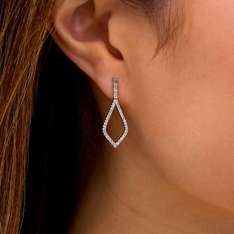 Main Image 3 of Previously Owned - Marilyn Monroe™ Collection 3/8 CT. T.W. Diamond Teardrop Earrings in 10K White Gold