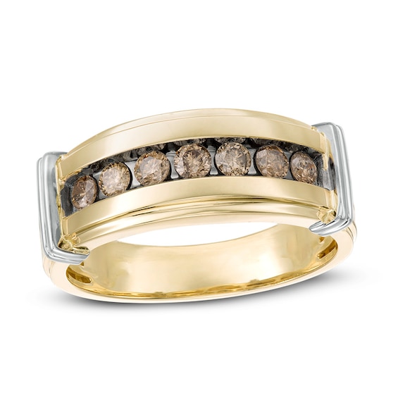 Previously Owned - 1/2 CT. T.w. Champagne Diamond Seven Stone Collar Ring in 10K Two-Tone Gold