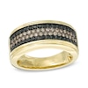 Thumbnail Image 1 of Previously Owned - Men's 1 CT. T.W. Brown and Black Diamond Four Row Band in 10K Gold