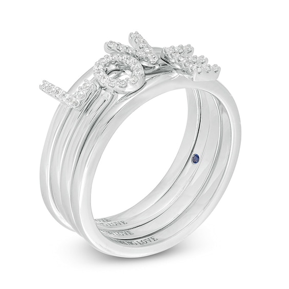 Previously Owned - Vera Wang Love Collection 1/10 CT. T.w. Diamond "Love" Stackable Band Set in Sterling Silver