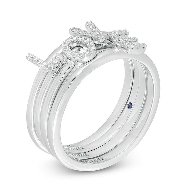 Main Image 2 of Previously Owned - Vera Wang Love Collection 1/10 CT. T.W. Diamond "LOVE" Stackable Band Set in Sterling Silver