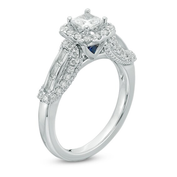Previously Owned - Vera Wang Love Collection 1 CT. T.w. Princess-Cut Diamond Frame Engagement Ring in 14K White Gold