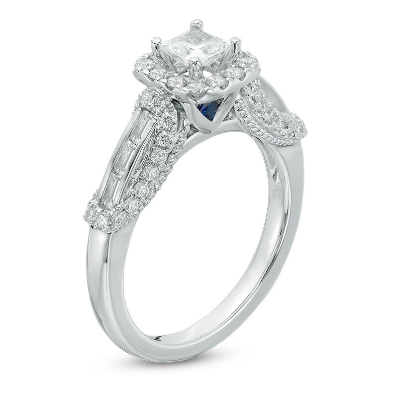 Main Image 2 of Previously Owned - Vera Wang Love Collection 1 CT. T.W. Princess-Cut Diamond Frame Engagement Ring in 14K White Gold
