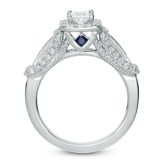 Previously Owned - Vera Wang Love Collection 1 CT. T.w. Princess-Cut Diamond Frame Engagement Ring in 14K White Gold