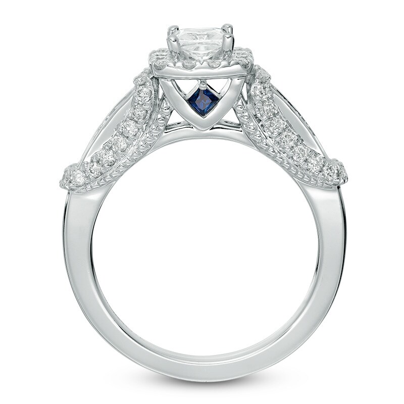Main Image 3 of Previously Owned - Vera Wang Love Collection 1 CT. T.W. Princess-Cut Diamond Frame Engagement Ring in 14K White Gold