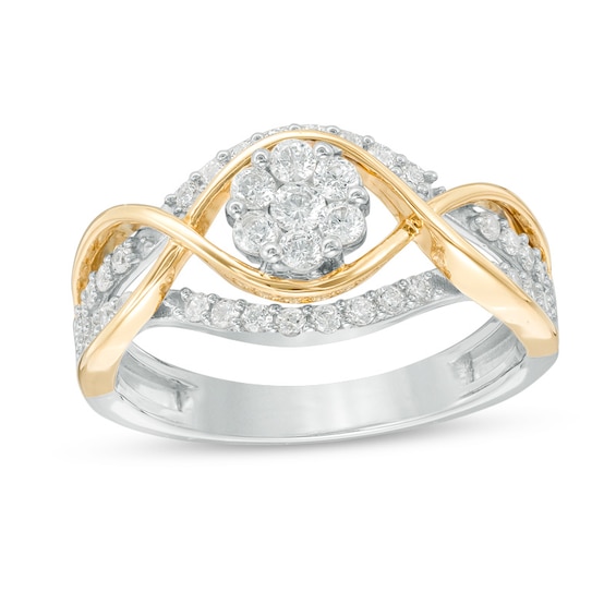 Previously Owned - 5/8 CT. T.w. Composite Diamond Twist Ring in 10K Two-Tone Gold