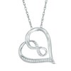 Thumbnail Image 1 of Previously Owned - 1/20 CT. T.W. Diamond Infinity Tilted Heart Pendant in 10K White Gold