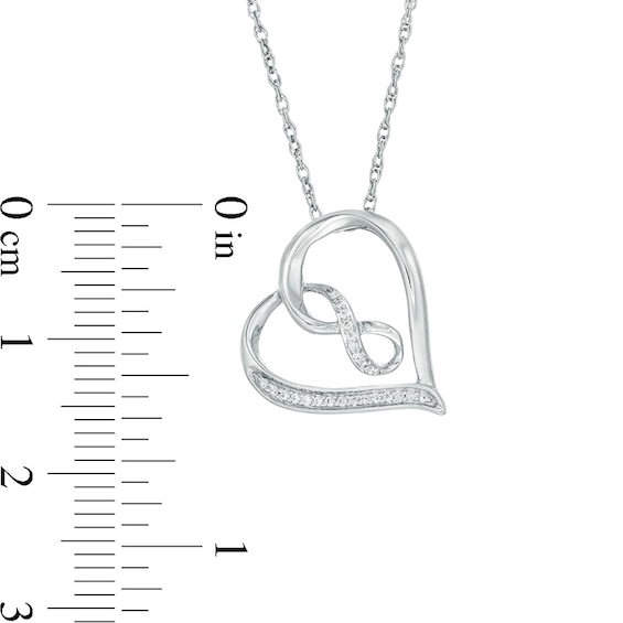 Previously Owned - 1/20 CT. T.w. Diamond Infinity Tilted Heart Pendant in 10K White Gold