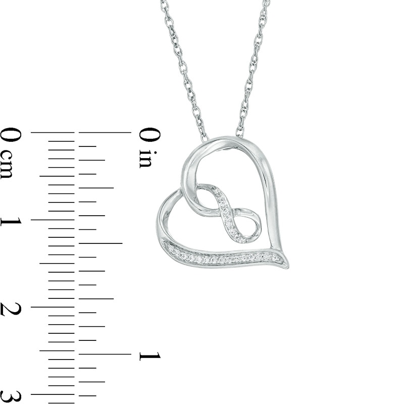 Main Image 2 of Previously Owned - 1/20 CT. T.W. Diamond Infinity Tilted Heart Pendant in 10K White Gold