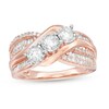 Thumbnail Image 1 of Previously Owned - 1 CT. T.W. Diamond Past Present Future® Slant Bypass Engagement Ring in 10K Rose Gold