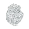 Thumbnail Image 2 of Previously Owned - 7 CT. T.W. Quad Princess-Cut Diamond Double Frame Collar Bridal Set in 14K White Gold