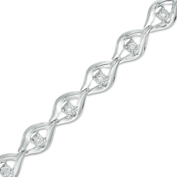 Previously Owned - 1/10 CT. T.w. Diamond Open Flame Link Bracelet in Sterling Silver - 7.25"