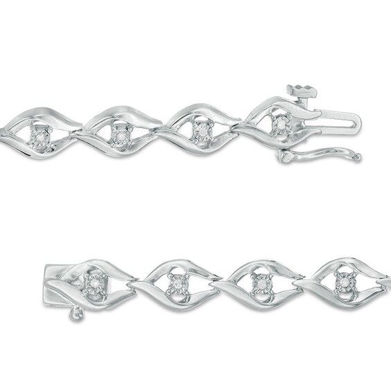 Previously Owned - 1/10 CT. T.w. Diamond Open Flame Link Bracelet in Sterling Silver - 7.25"