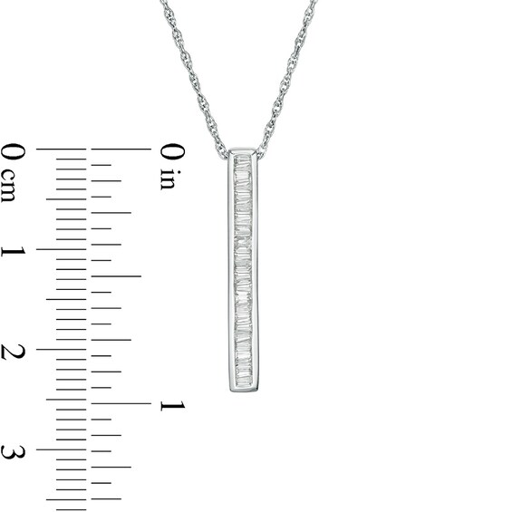 Previously Owned - 1/6 CT. T.w. Baguette Diamond Vertical Bar Pendant in 10K White Gold