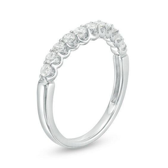 Previously Owned - 1/2 CT. T.w. Diamond Contour Wedding Band in 14K White Gold