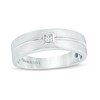 Thumbnail Image 1 of Previously Owned - Vera Wang Love Collection Men’s 1/15 CT. Square Diamond Solitaire Wedding Band in 14K White Gold