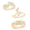 Thumbnail Image 1 of Previously Owned - 3/4 CT. T.W. Diamond Bypass Slant Wedding Ensemble in 14K Gold