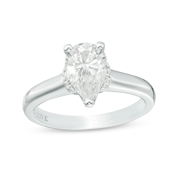Previously Owned - Vera Wang Love Collection 1-1/8 CT. T.w. Pear-Shaped Diamond Engagement Ring in 14K White Gold