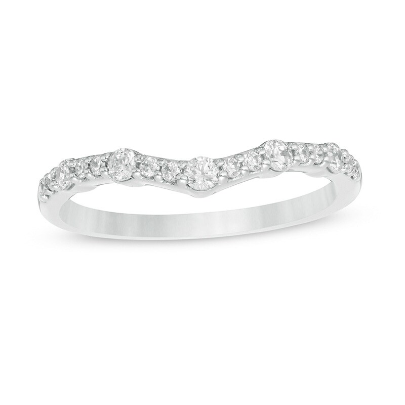 Main Image 1 of Previously Owned - 1/3 CT. T.W. Diamond Contour Anniversary Band in 14K White Gold