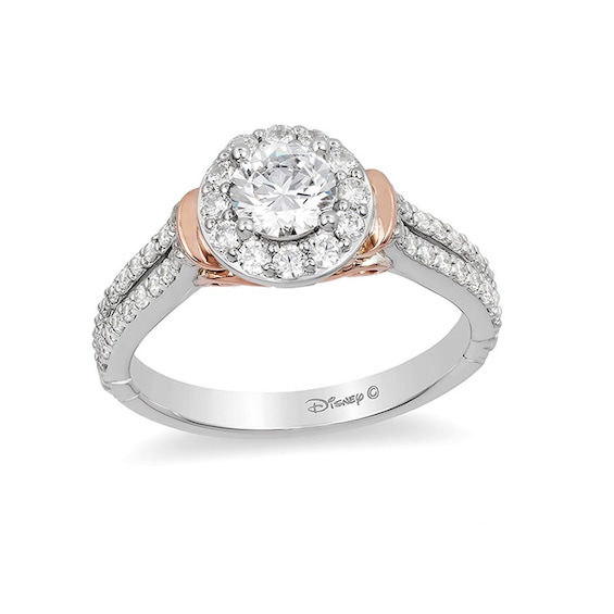 Previously Owned - Enchanted Disney Cinderella 1 CT. T.w. Diamond Frame Collar Engagement Ring in 14K Two-Tone Gold