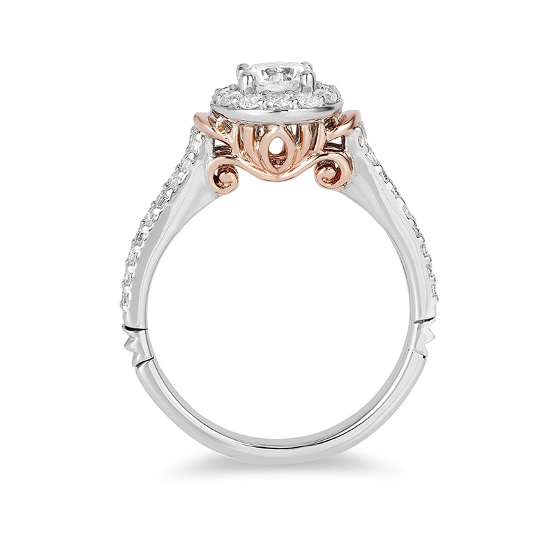 Main Image 2 of Previously Owned - Enchanted Disney Cinderella 1 CT. T.W. Diamond Frame Collar Engagement Ring in 14K Two-Tone Gold