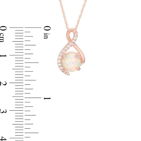 Previously Owned - Lab-Created Opal and White Sapphire Ribbon Pendant and Stud Earrings Set in Sterling Silver