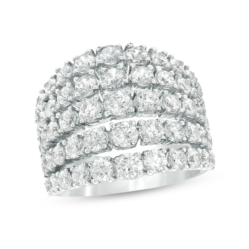 Main Image 1 of Previously Owned - 4 CT. T.W. Diamond Graduated Five Row Ring in 10K White Gold